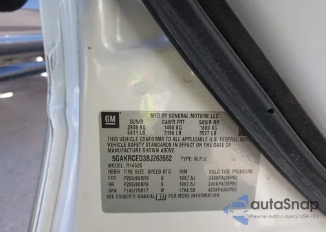 2011 Buick Enclave 2Xl z USA, uszkodzony, nr VIN 5GAKRCED3BJ263562